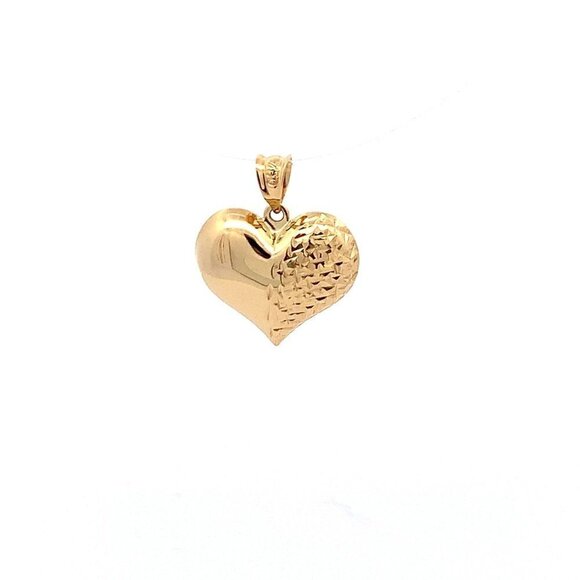 18K Yellow Gold Pendant Puffed Heart 1.53 grams